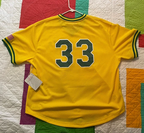 Authentic Mitchell & Ness 1990 Athletics Jose Canseco BP Autographed Jersey 2XL Cover