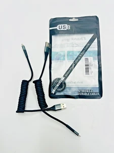 3 ft Coiled Cable iPhone Chargers | 2-PACK | USB Braided Fast Charging - Photo 1 sur 4