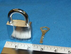 Abloy model 231 chrome padlock with 1 working key - Tested good