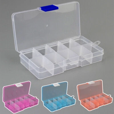 10Grids Plastic Transparent Organizer Jewel Bead Case Cover Container Storage ↻ - Image 1 of 4