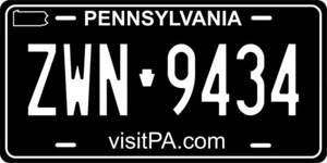 Pennsylvania Black Custom State License Plate Personalized 12"x6" Size - Picture 1 of 5