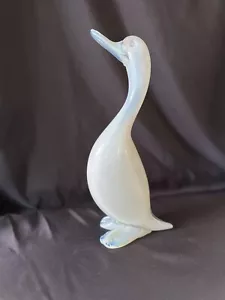 Murano Italien Kunst Glas Ente Vogel Figur 14"" blau weiß opaleszierend Opalin Vintage - Bild 1 von 17