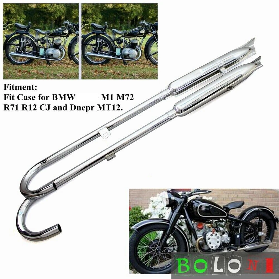Par de silenciadores de tubos de escape cola de pez para BMW M1 M72 R71 R12 y Dnepr MT12 Foto 1 de 4
