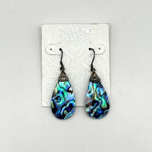 925 Sterling Silber Abalone Muschel Ohrhänger Blau Ozean Boho Filigran - Bild 1 von 7