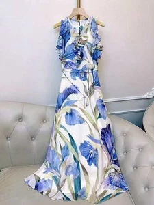 RRP£189 Phase Eight Rachel Printed Dress Purple Floral Maxi Summer Beach Wedding - Picture 1 of 21