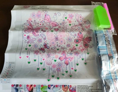 Diamond Painting 5D DIY PARTIAL 30x30cm 🐝 BUTTERFLY HEART 36 🐝 Free Post - Imagem 1 de 2