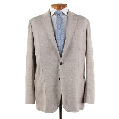 Abrigo deportivo Sartorio Kiton nuevo con etiquetas mezcla de lana/seda talla 56L (46L EE. UU.) en beige a cuadros Foto 1 de 4