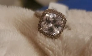 925 STERLING SILVER SQUARE Cushion Cut CZ Halo RING Size 7 - Picture 1 of 4