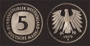 DEUTSCHLAND GERMANY 5 MARK 1979 D PROOF FDC/UNC BLUME DER PRÄGUNG - Bild 1 von 1