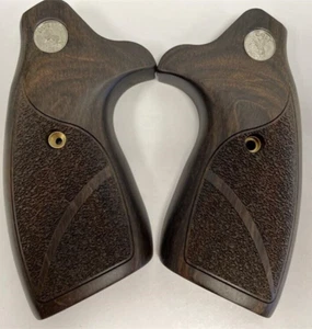 Colt Cobra Grips (2017) Stippled Dark Walnut w/ Silver Medallions Altamont - Picture 1 of 1
