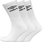Umbro Mens Official White Three Pack Crew Socks (Size's 6-8, & 9-11) New 