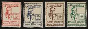 FRANKLIN D ROOSEVELT - STAMP COLLECTOR FOR PRESIDENT - COMPLETE SET OF 4 STAMPS - Picture 1 of 1