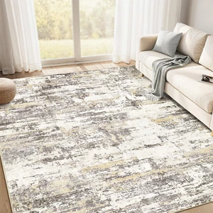 Area Rugs for Living Room: 5X7 Abstract Washable Rug Modern Neutral Large Soft S - Picture 1 of 12
