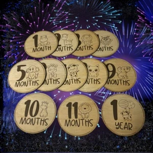 Baby Announcement Milstone Disc Set of 12 Items | 100mm Width | Celebration | Bo - Picture 1 of 1