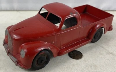 Vintage 1940's Die-Cast Aluminum Slik-Toys Lansing IA Red Pickup Truck 7” - Image 1 of 4