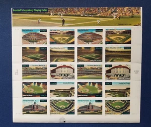 2001 Baseball’s Legendary Playing Field 34¢ Foglio francobolli MNH, Scott #3510-19 - Foto 1 di 2