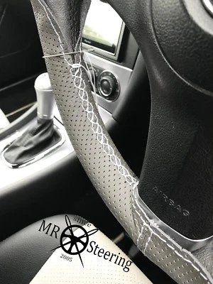 PARA VW CADDY 3 03+ GRIS CUERO PERFORADO CUBIERTA VOLANTE BLANCO DOBLE ST Foto 1 de 4