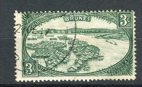 Brunei 1947-51 3c green SG81 fine used Cover