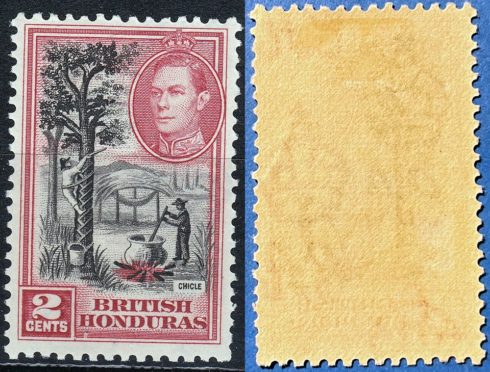 Honduras Británica 1938 2 centavos Sc-116 KGVI árbol roscado MVLH OG #Bl2- vendedor de Estados Unidos Foto 1 de 1