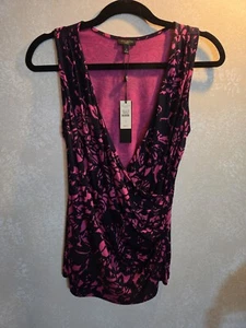 Neu mit Etikett Talbots zierliche ärmellose Damenbluse schwarz/pink geblümt - Bild 1 von 5