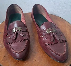 Etienne Aigner Womens Shoes Size 10 Burgundy Leather loafers w/tassel  - Picture 1 of 7