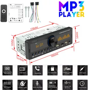 Single 1DIN Car Stereo Audio Bluetooth AM FM MP3 Player SD USB Head Unit Radio - Picture 1 of 18