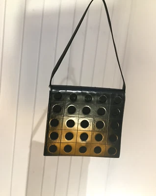 Bolso de Hombro Tanner Krolle Negro Detalle Recortado Años 90 Vintage Cuero y Gamuza Foto 1 de 4