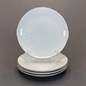 Sango Cantata 6202 Bread Dessert Plates 6 1/2" Set of 4 Platinum Trim White - Picture 1 of 9