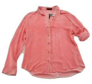 Signature 8 Womens Size S Coral Pink Faded Button Down Shirt Rolled Sleeve NWT - Picture 1 of 12