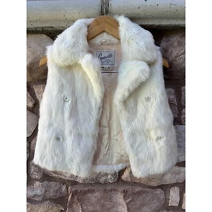 Vintage Caravelle Genuine Fur Vest White Girls Size 6 - Picture 1 of 8