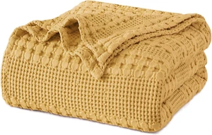 100% Cotton Waffle Weave Blanket Twin Size, Soft Lightweight Breathable Cozy Bla - Picture 1 of 7