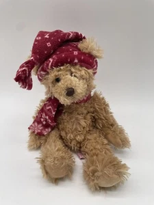 Teddy Bear Cranberry Russ Plush Stuffed Animal 11" Christmas Winter Hat - Picture 1 of 2