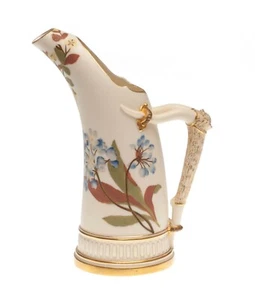 Antigua jarra de colmillo de porcelana Royal Worcester China con flores rosas y azules - Imagen 1 de 9