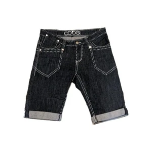 Coogi Y2K Denim Shorts Size 7/8 Dark Wash Heavy Contrast Baggy Streetwear - Picture 1 of 7
