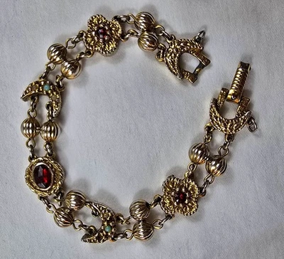 Vintage Gold Tone Rhinestone Faux Slide Bracelet - Image 1 of 3