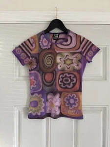 Vintage Cop Copine T-Shirt Damen XS/S Taille 1 Kurzarm Mesh Oberteil - Bild 1 von 6