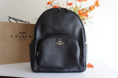 NWT Coach 5669 Large Court Backpack in Refine Pebble Leather Black - Image 1 of 4