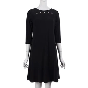 SYMPLI Dress Size 4 Black A-Line Stretch 3/4 Sleeve Grommets Pullover - Picture 1 of 7