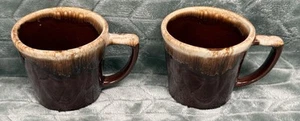Vintage Set Of 4 MCCOY USA Brown Drip Glaze Pottery Mugs #1 - Picture 1 of 14