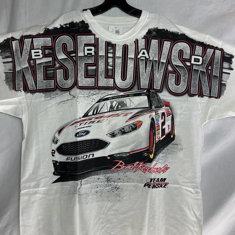 VTG Brad Keselowski #2 Racing Mens XL NASCAR ALL OVER PRINT Graphic Tee AOP NWT Cover