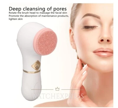 SPAZZOLA ELETTRICA PER PULIZIA VISO IN  SILICONE MASSAGGIO CURA PELLE ANTI ETA' - Immagine 1 di 4