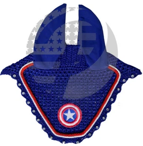 CAPTAIN AMERICA Horse Ear Bonnet/Net/Hood/Mask Fly Veil Breathable Cotton - Picture 1 of 4