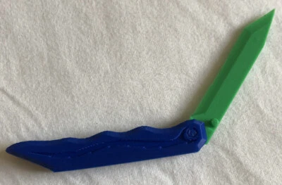 "Cuchillo abrecartas plegable de hoja de interruptor impreso en 3D de 3"" abre 6"" azul verde correo" Foto 1 de 4
