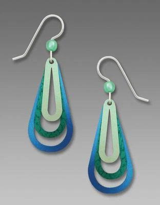 Pendientes Adajio Gancho de Plata Tres Partes Lágrima Abierta En Espuma de Mar Verde Azure Azul Foto 1 de 4