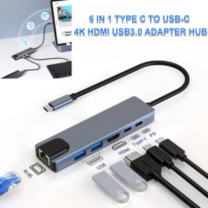6 in 1 Portable Multiport USB-C Hub Type C To USB 3.0 4K HDMI Adapter for Laptop - Picture 1 of 14