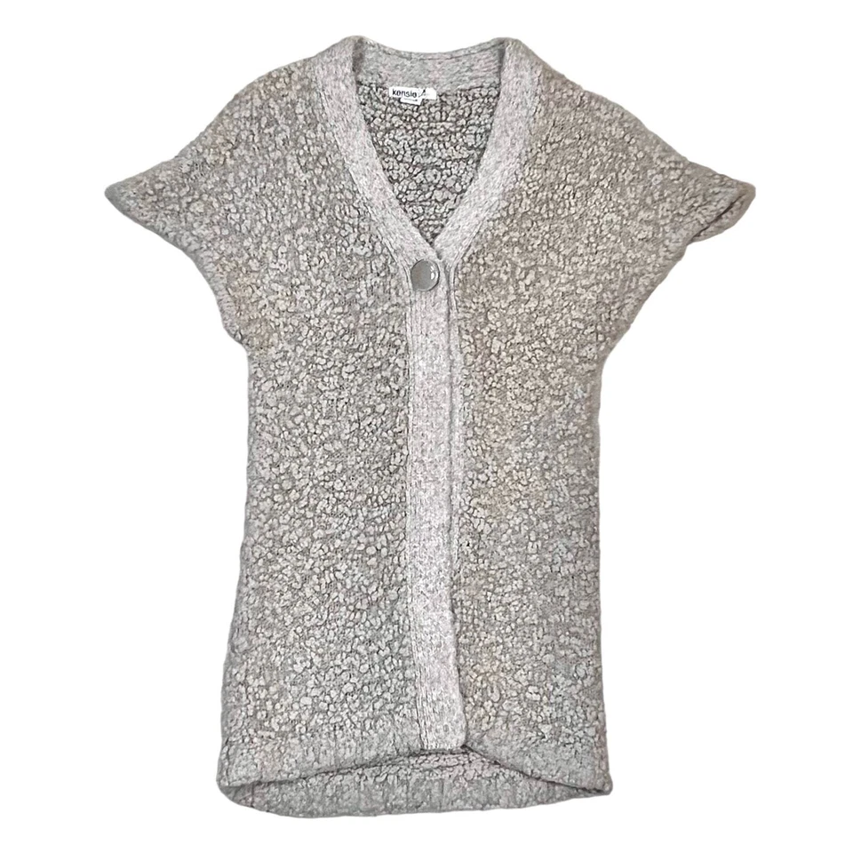 Kensie Womens Long Beige Wool Blend Cardigan Short Sleeve Size M - Image 1 of 4