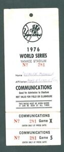 1976 Baseball Yankees vs Reds World Series Ticket Press Pass Johnny Bench 2 HRs