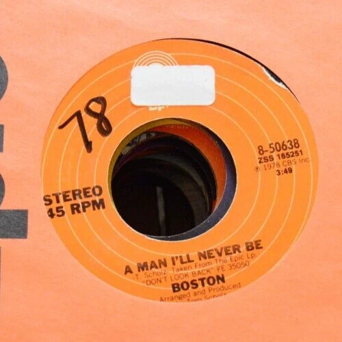 BOSTON "A MAN I'LL NEVER BE / DON'T BE AFRAID" 45RPM 7" VINYL VG+ EPIC [C3-100] - Image 1 of 4