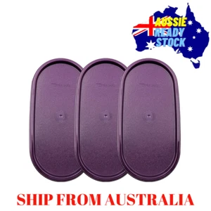 Tupperware Modular Mates MM Purple Dewberry Oval Storage Container Lid (3) Set - Picture 1 of 7