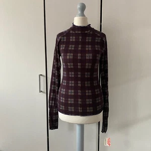 Free People High Jump Printed Long Sleeve Top Size XS Plaid - Picture 1 of 12